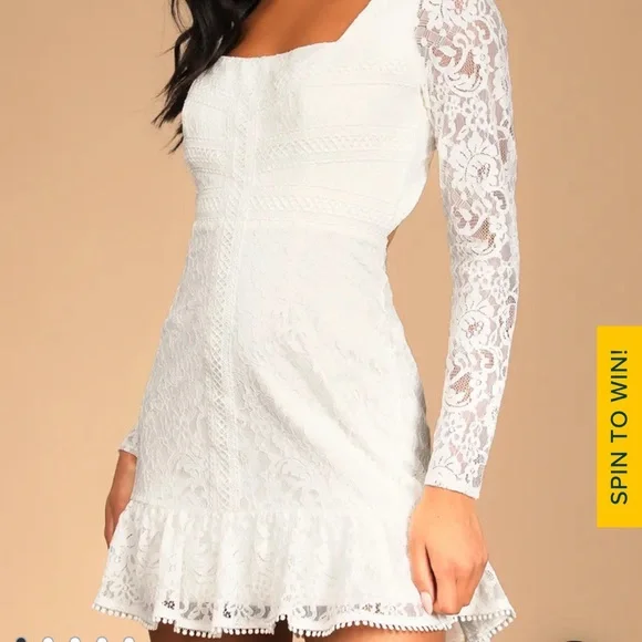 BRAND NEW W TAGS GORGEOUS WHITE LONG SLEEVE OPEN BACK LULUS WOMENS DRESS (S:L) - Picture 2 of 9
